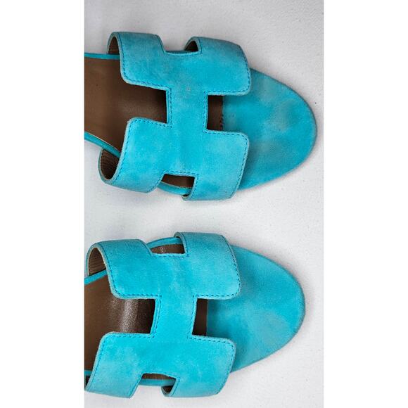 Hermès Legend Turquoise Suede Sandals - Picture 9 of 10